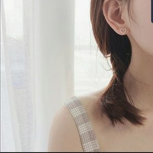 NWT Silver 925 Stamped Earrings Hearts Modern